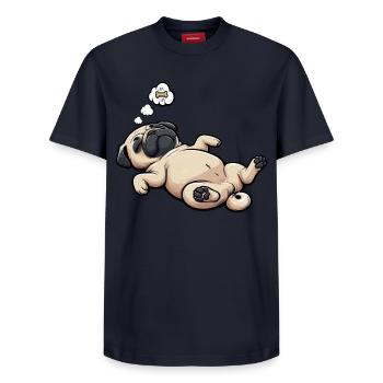 Carlin Carlin Propriétaire de carlin Amoureux du carlin Porte-carlin - T-shirt unisexe décontracté en coton Supima – de SPREAD - bleu marine - Devant - AI Model Female 172 light (172cm) & AI Model Male 178 light (178cm)