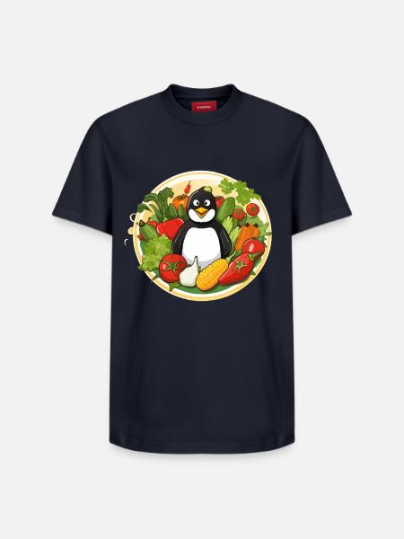 Penguin in the vegetable paradise - Relaxed Unisex Supima Cotton T-Shirt – by SPREAD - navy