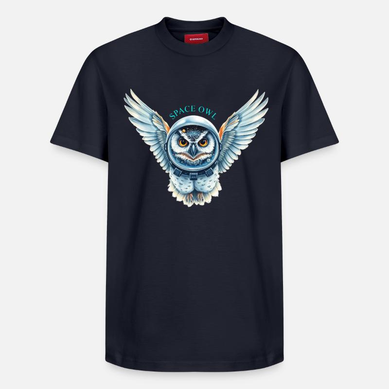Chouette spatiale en combinaison spatiale - T-shirt unisexe décontracté en coton Supima – de SPREAD - bleu marine