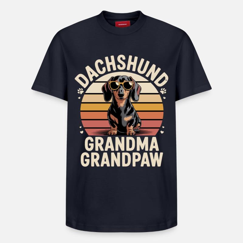 Teckel Grand-mère Grand-père - T-shirt unisexe décontracté en coton Supima – de SPREAD - bleu marine
