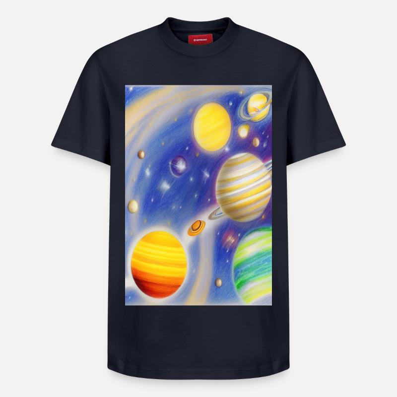 Espace et planètes - T-shirt unisexe décontracté en coton Supima – de SPREAD - bleu marine