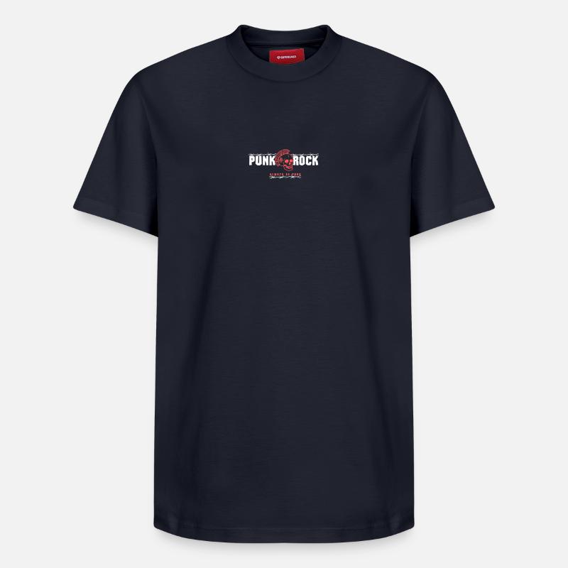 Crâne punk avec mohawk rouge - T-shirt unisexe décontracté en coton Supima – de SPREAD - bleu marine