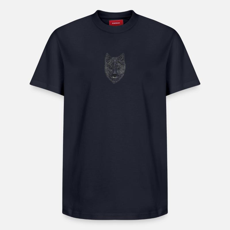 Dessin au trait de Wolfenkopf - T-shirt unisexe décontracté en coton Supima – de SPREAD - bleu marine
