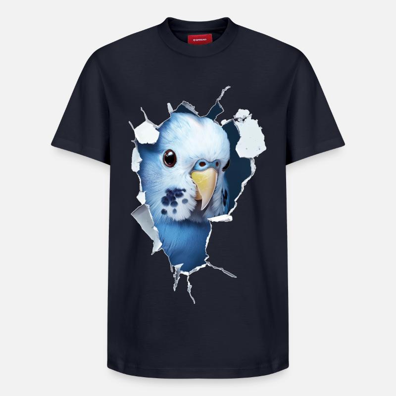 Perruche ondulée - T-shirt unisexe décontracté en coton Supima – de SPREAD - bleu marine