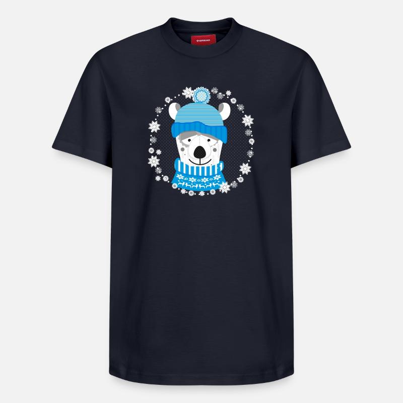 Eisbär mit Mütze und Pulli - Relaxed Unisex Supima Cotton T-Shirt – von SPREAD - Navy