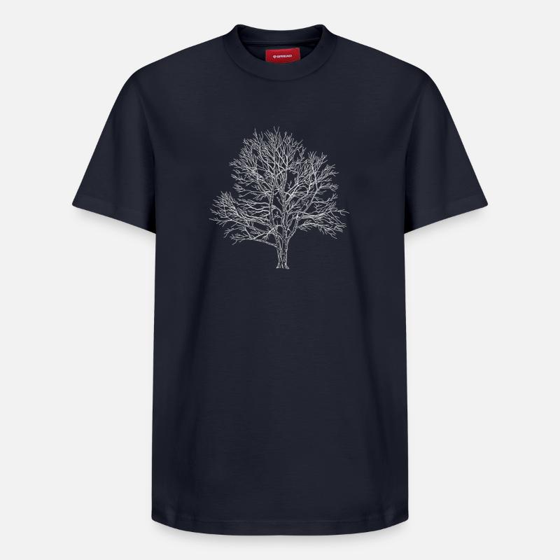 Weißer Baum Silhouette Eiche Wald Natur - Relaxed Unisex Supima Cotton T-Shirt – von SPREAD - Navy