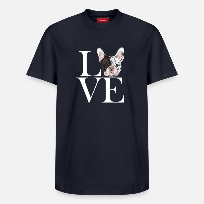blanc bouledogue français - T-shirt unisexe décontracté en coton Supima – de SPREAD - bleu marine