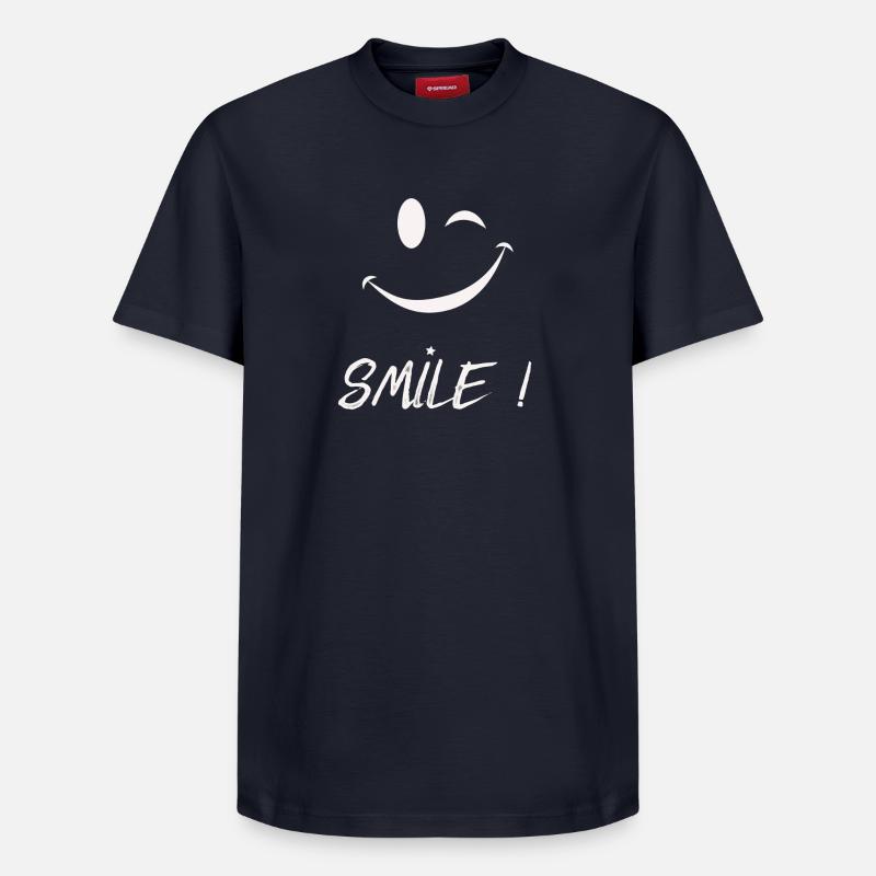Smile - T-shirt unisexe décontracté en coton Supima – de SPREAD - bleu marine