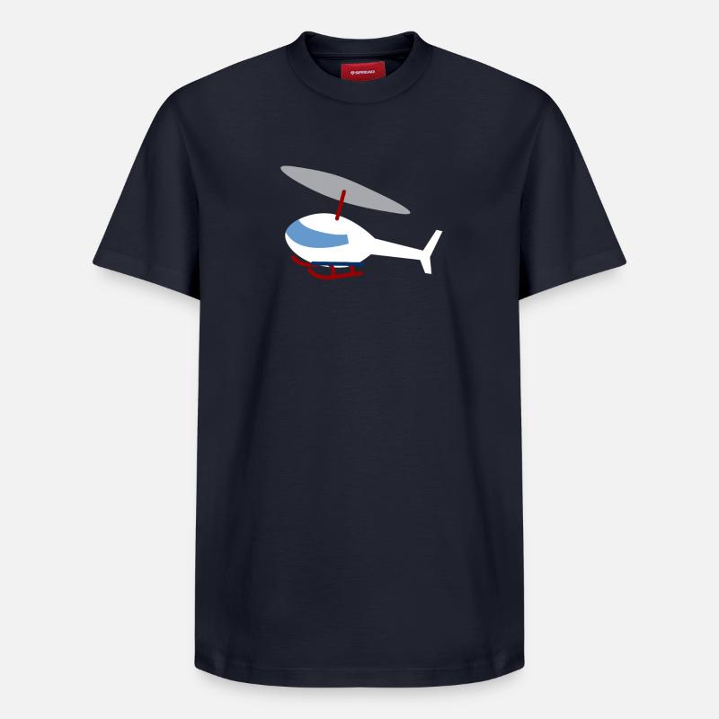Hélicoptère blanc - T-shirt unisexe décontracté en coton Supima – de SPREAD - bleu marine