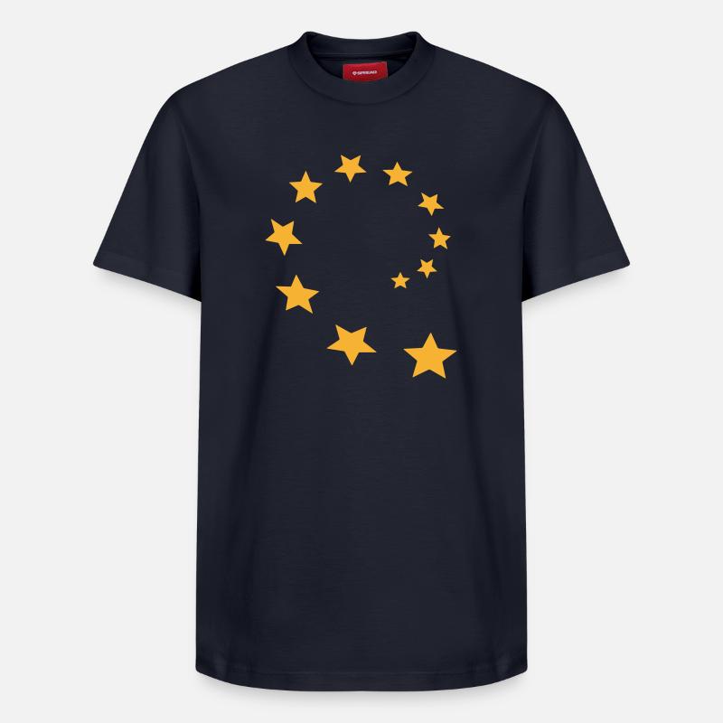 Cercle d’étoiles déformé 2 - T-shirt unisexe décontracté en coton Supima – de SPREAD - bleu marine
