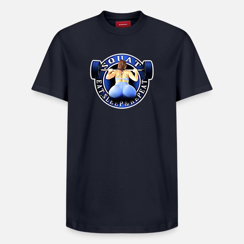 Squat, Eat, Sleep & Repeat. - T-shirt unisexe décontracté en coton Supima – de SPREAD - bleu marine