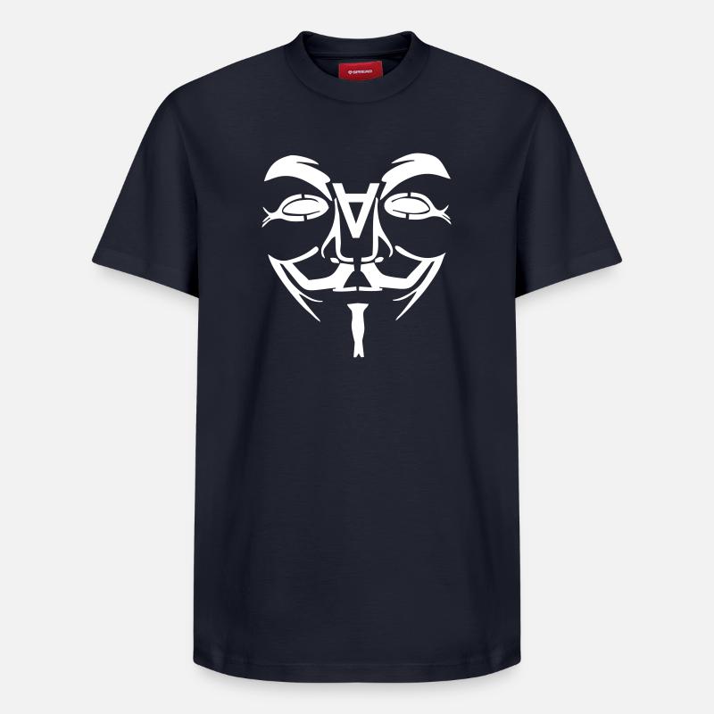 Visage de conception anonyme avec un - T-shirt unisexe décontracté en coton Supima – de SPREAD - bleu marine