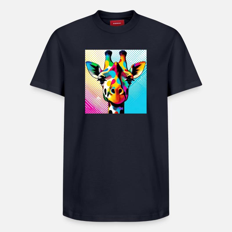 Girafe Pop Art - T-shirt unisexe décontracté en coton Supima – de SPREAD - bleu marine