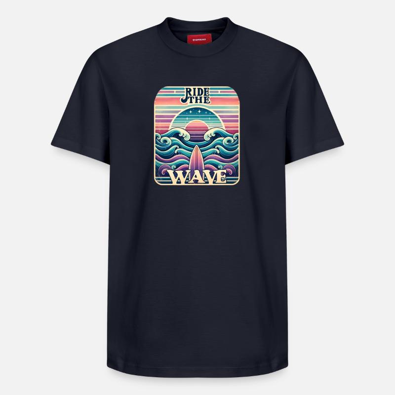 Surfer sur la vague - T-shirt unisexe décontracté en coton Supima – de SPREAD - bleu marine