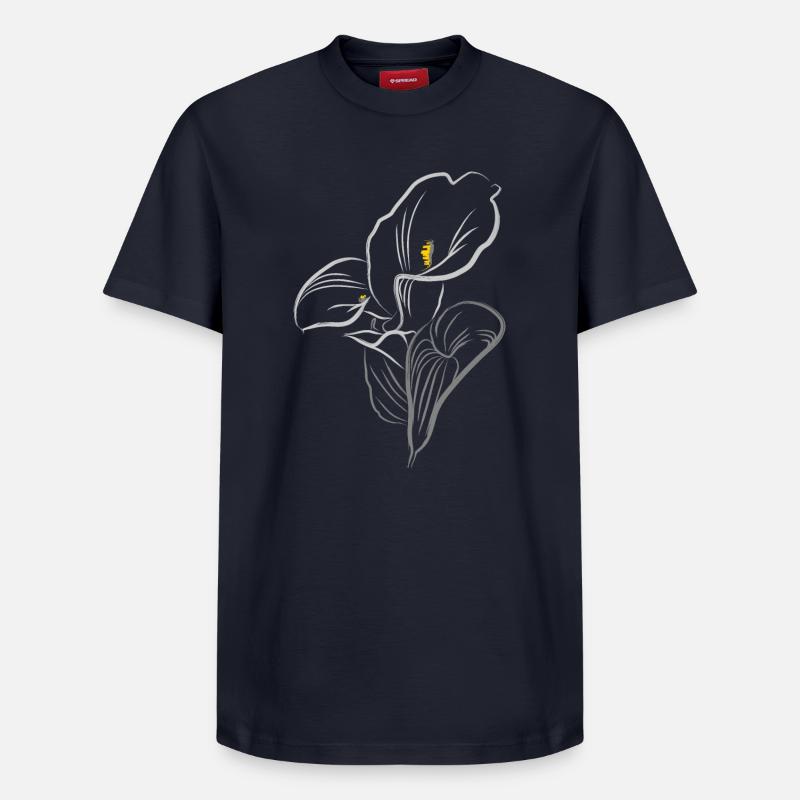 CALLA YELLOW-GREY - Relaxed Unisex Supima Cotton T-Shirt – by SPREAD - navy