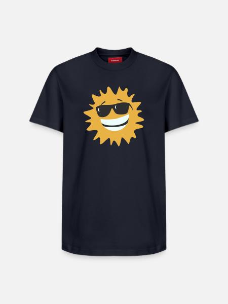 Sunburst Smiling with Sunglasses - Relaxed Unisex Supima Cotton T-Shirt – by SPREAD - navy
