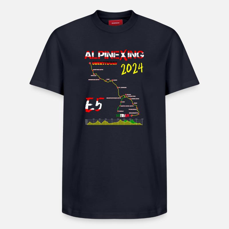 E5 Oberstdorf Meran 2024 - Relaxed Unisex Supima Cotton T-Shirt – von SPREAD - Navy