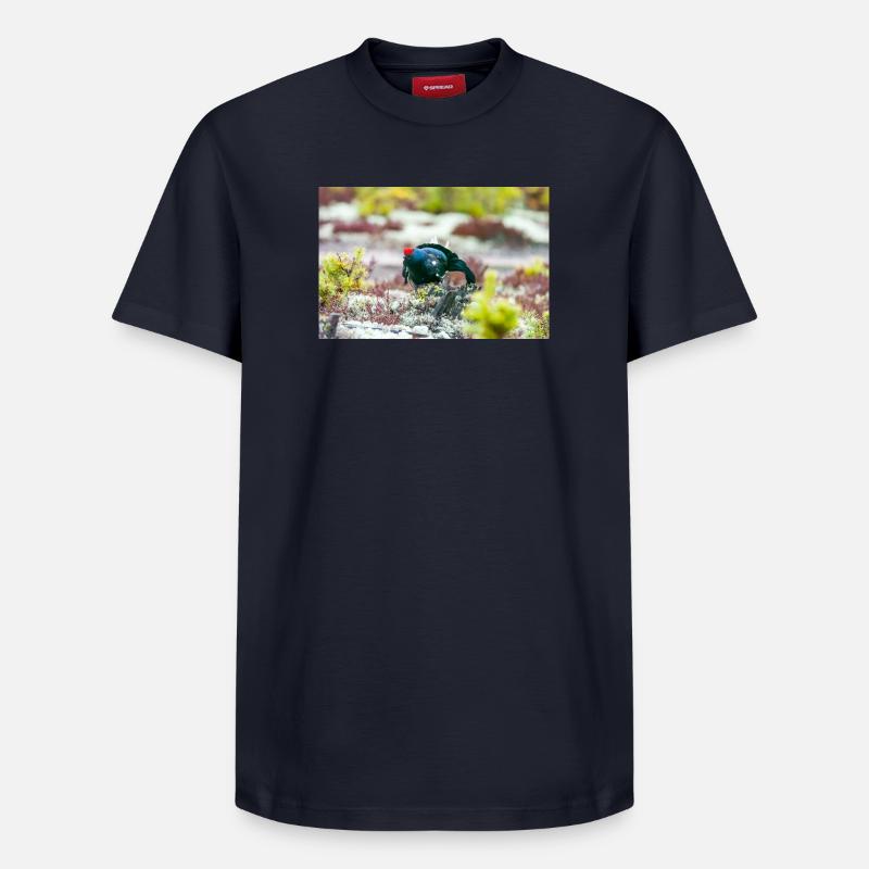Birkhahn im Moos DSC 3331 - Relaxed Unisex Supima Cotton T-Shirt – von SPREAD - Navy