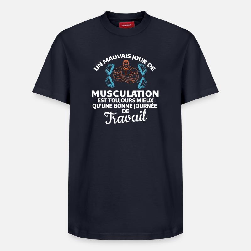Force et Motivation Musculation - T-shirt unisexe décontracté en coton Supima – de SPREAD - bleu marine
