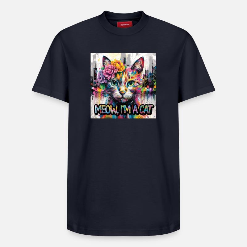 Kunstvolle Katze Version 2 - Relaxed Unisex Supima Cotton T-Shirt – von SPREAD - Navy