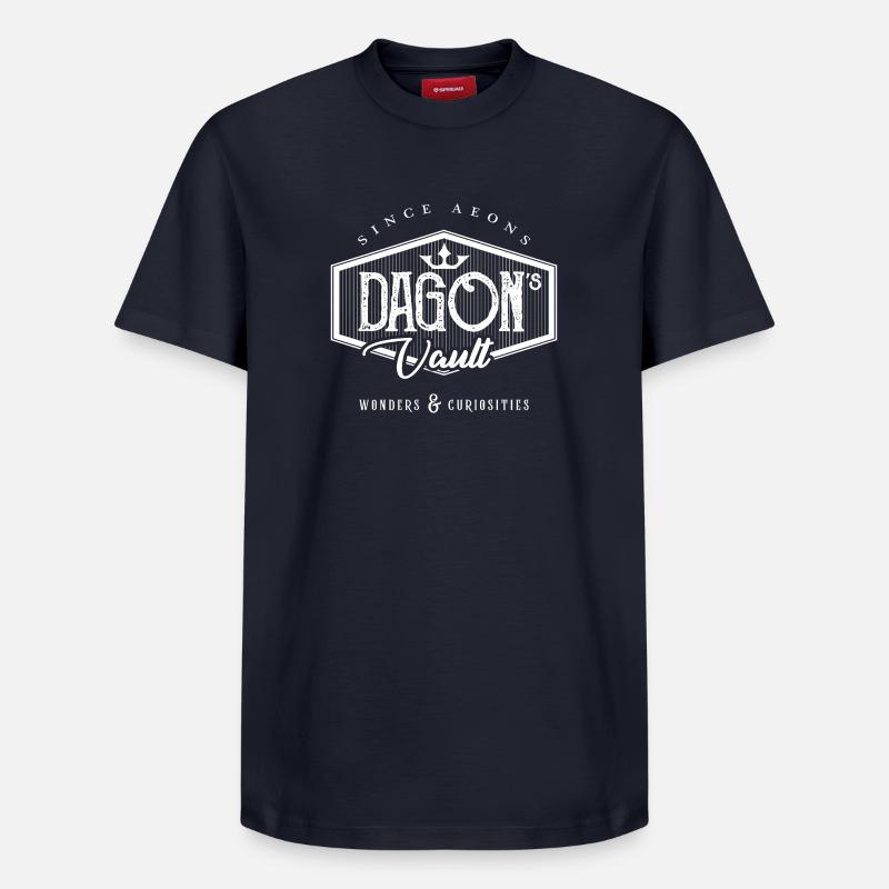 DAGON LOGO BLANC - T-shirt unisexe décontracté en coton Supima – de SPREAD - bleu marine