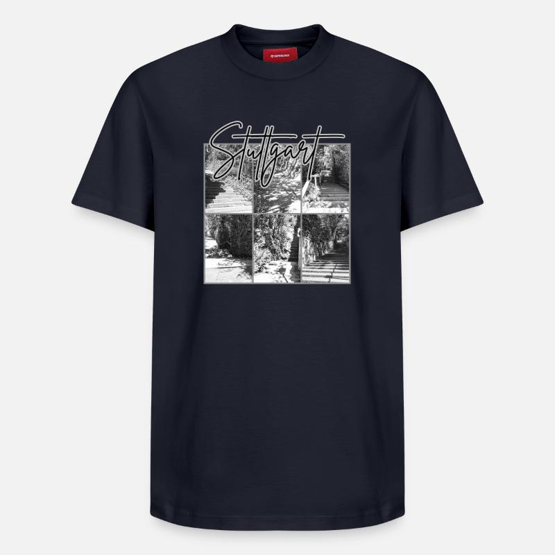 Stuttgart – Treppen - Relaxed Unisex Supima Cotton T-Shirt – von SPREAD - Navy