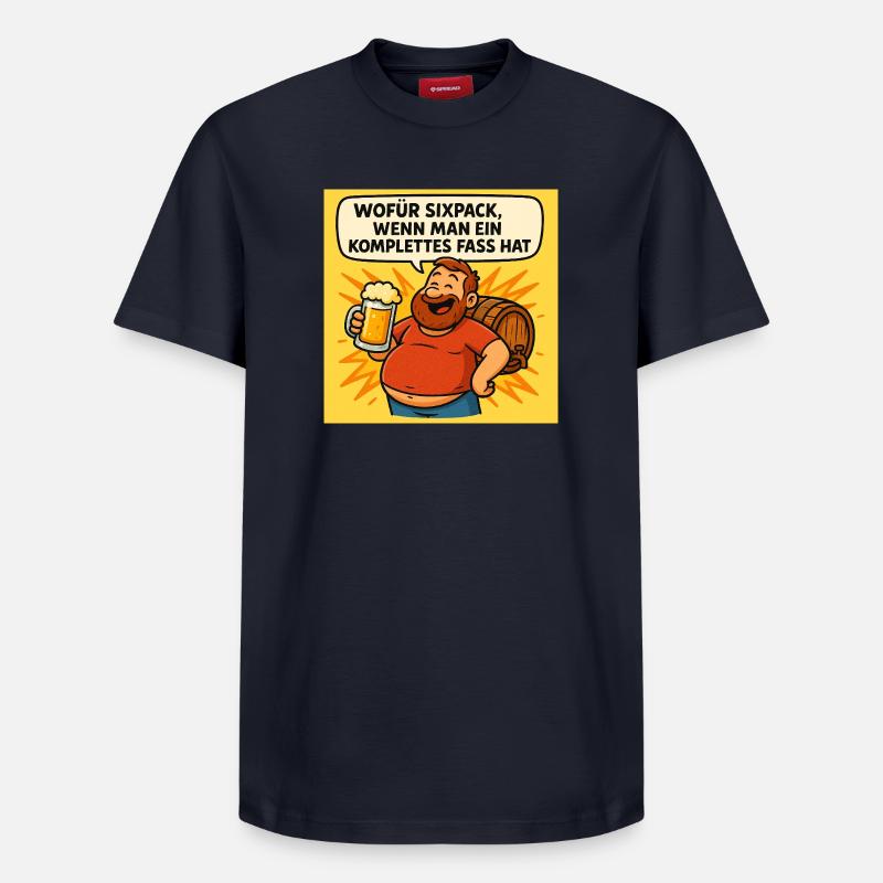 Six Pack oder Fass - Relaxed Unisex Supima Cotton T-Shirt – von SPREAD - Navy