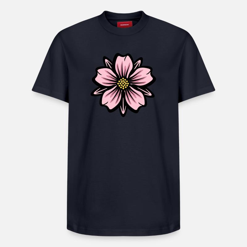 Splendeur de fleur rose - T-shirt unisexe décontracté en coton Supima – de SPREAD - bleu marine
