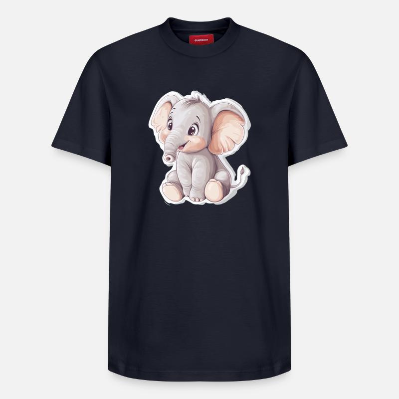 Éléphant - T-shirt unisexe décontracté en coton Supima – de SPREAD - bleu marine