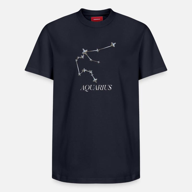 Aquarius Sternbild – Silber Minimal-Konstellation - Relaxed Unisex Supima Cotton T-Shirt – von SPREAD - Navy