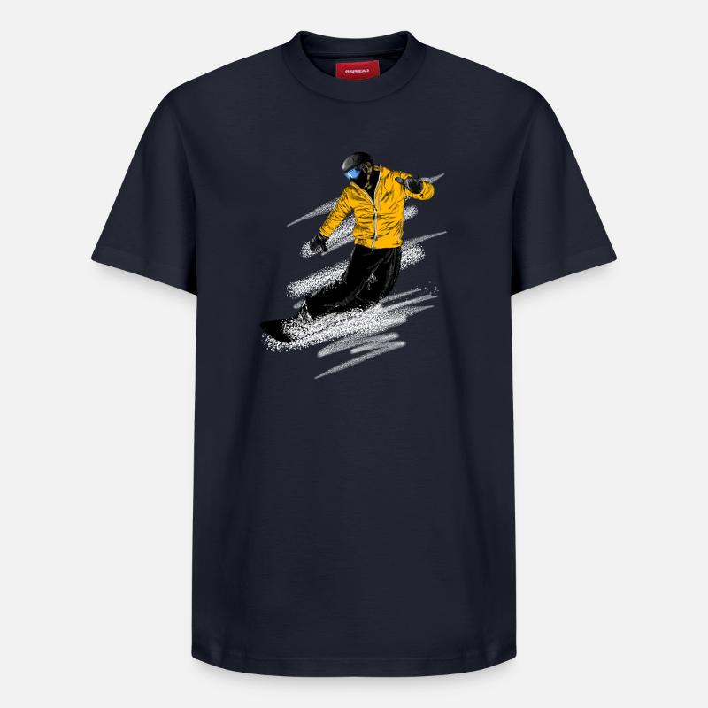 Snowboarders - T-shirt unisexe décontracté en coton Supima – de SPREAD - bleu marine
