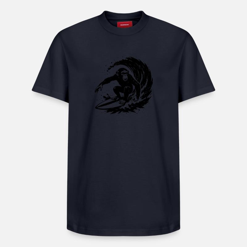 Singe des surfs - T-shirt unisexe décontracté en coton Supima – de SPREAD - bleu marine
