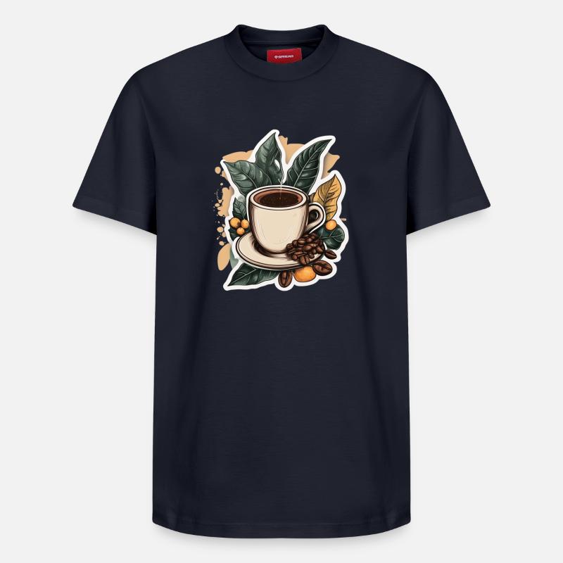 Café - T-shirt unisexe décontracté en coton Supima – de SPREAD - bleu marine