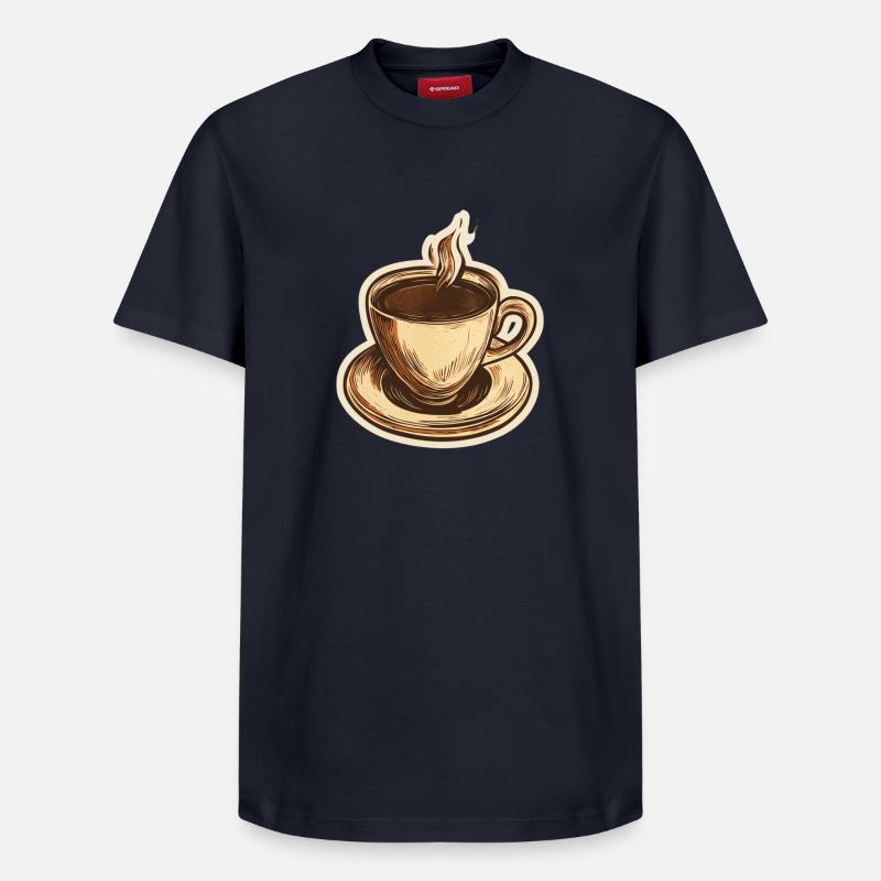 Café - T-shirt unisexe décontracté en coton Supima – de SPREAD - bleu marine