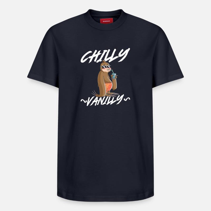 Chilly Vanilla Sloth - Relaxed Unisex Supima Cotton T-Shirt – von SPREAD - Navy
