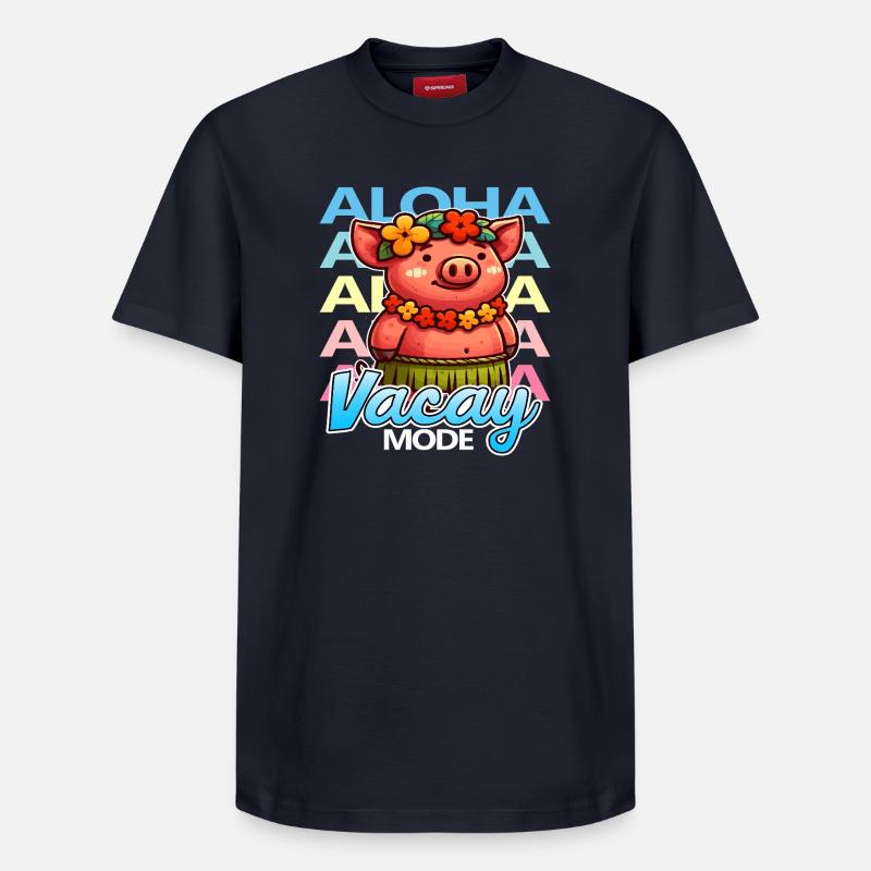 Aloha Vacay Pig - T-shirt unisexe décontracté en coton Supima – de SPREAD - bleu marine