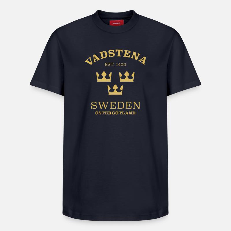 Vadstena, Suède, Suède - T-shirt unisexe décontracté en coton Supima – de SPREAD - bleu marine