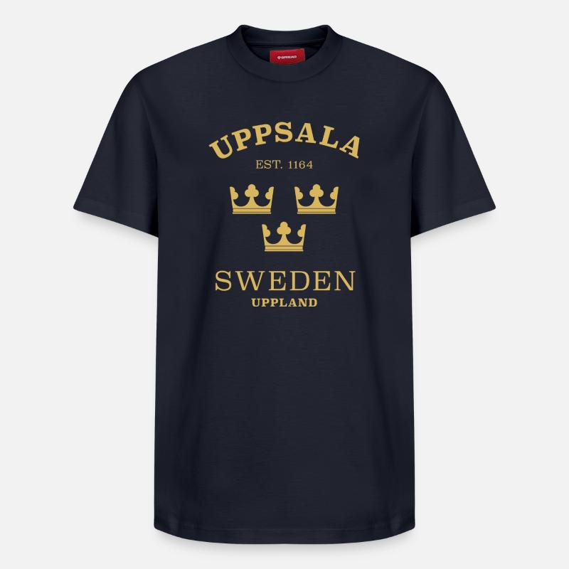 Uppsala, Suède, Suède - T-shirt unisexe décontracté en coton Supima – de SPREAD - bleu marine