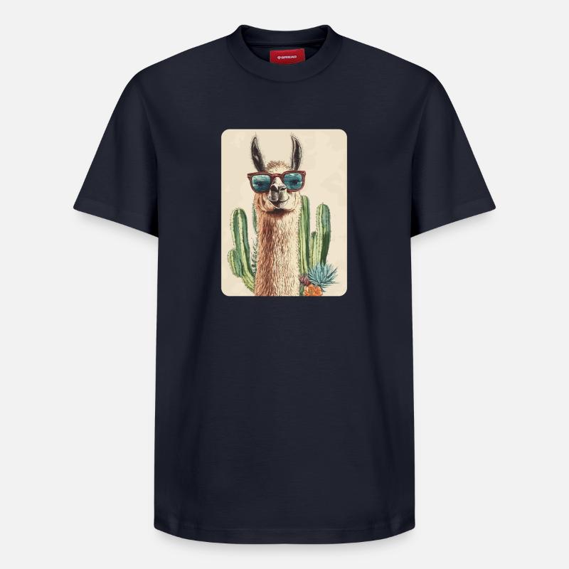 lama - T-shirt unisexe décontracté en coton Supima – de SPREAD - bleu marine