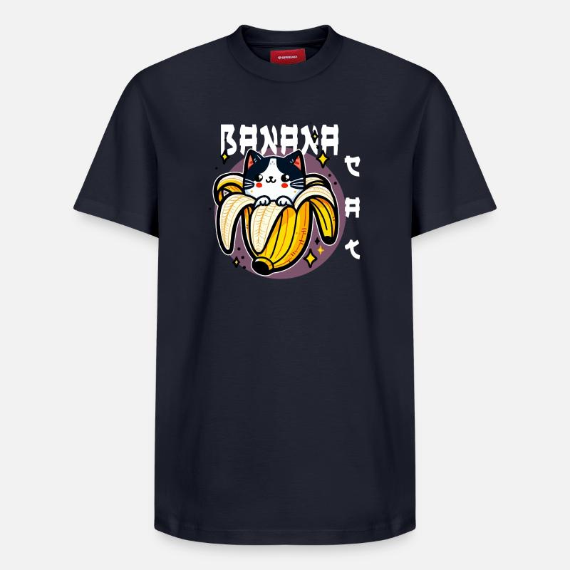 Chat banane kawaii - T-shirt unisexe décontracté en coton Supima – de SPREAD - bleu marine