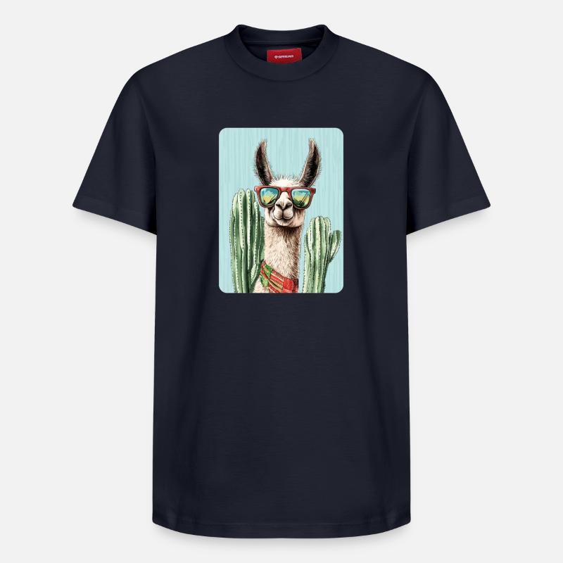 lama - T-shirt unisexe décontracté en coton Supima – de SPREAD - bleu marine