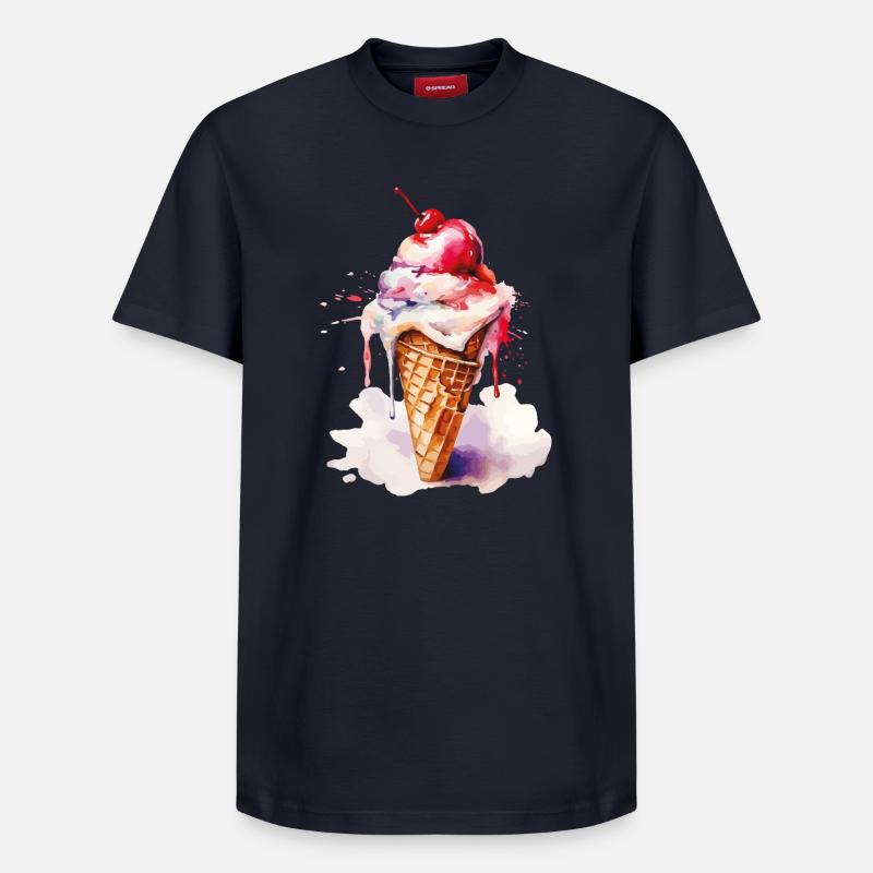 Aquarell Eiscreme Tropfen Kunst Cone - T-shirt unisexe décontracté en coton Supima – de SPREAD - bleu marine