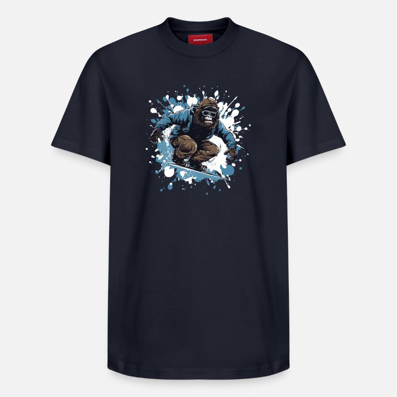Gorilla Snowboard - T-shirt unisexe décontracté en coton Supima – de SPREAD - bleu marine