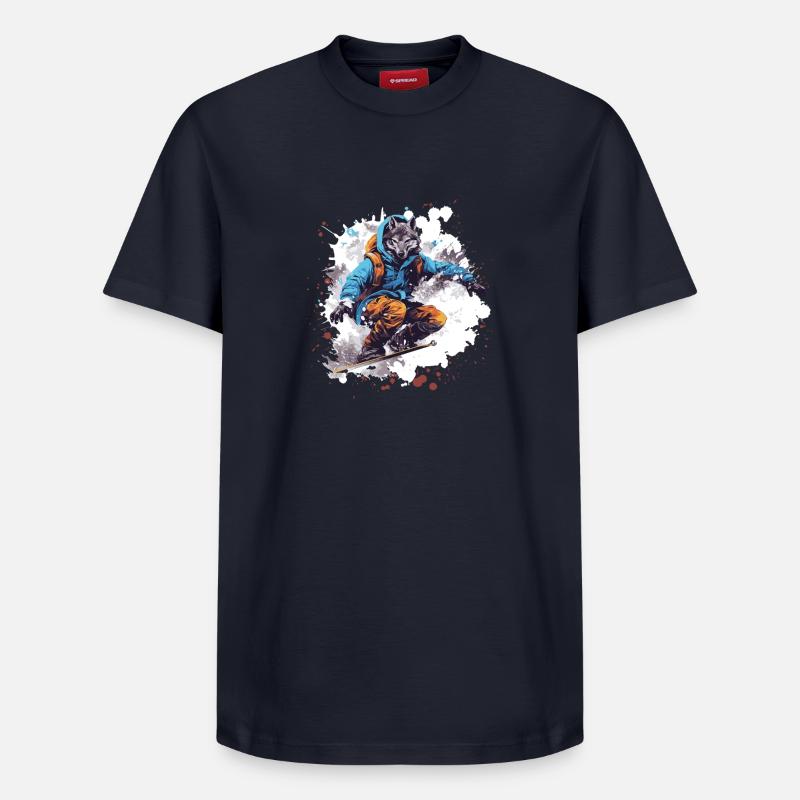 Wolf Snowboard - Relaxed Unisex Supima Cotton T-Shirt – von SPREAD - Navy