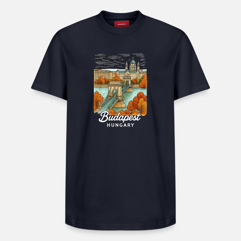 Budapest, Hongrie - T-shirt unisexe décontracté en coton Supima – de SPREAD - bleu marine