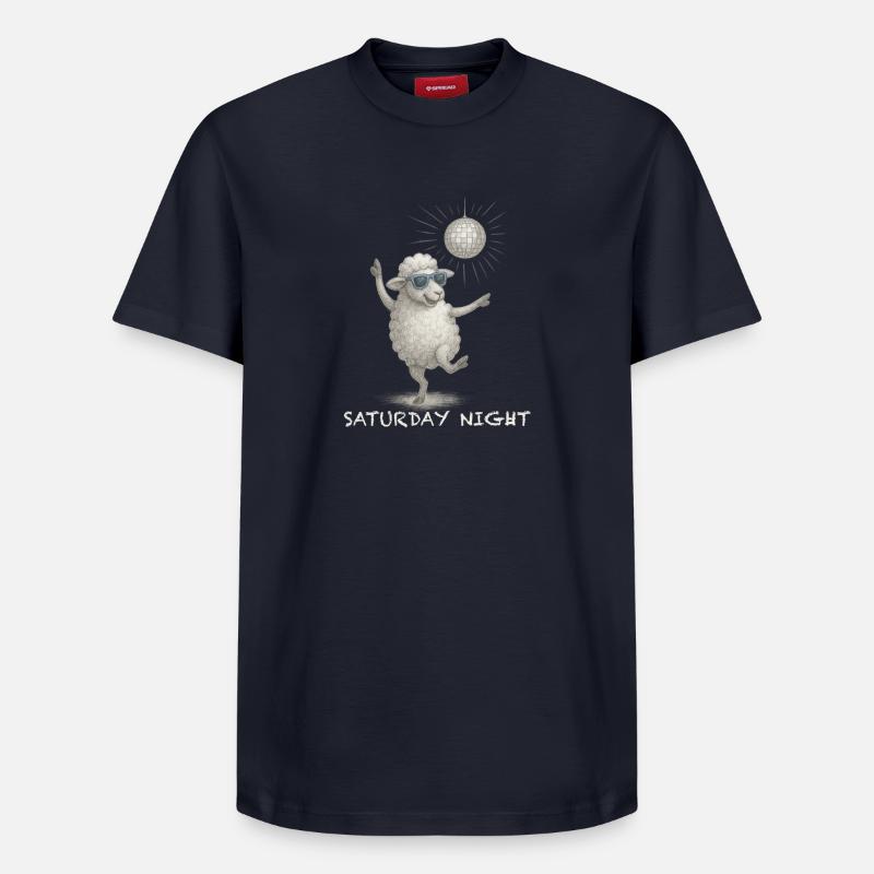 DiscoSchaf samedi soir - T-shirt unisexe décontracté en coton Supima – de SPREAD - bleu marine