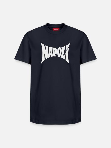Conception typographique de Naples - T-shirt unisexe décontracté en coton Supima – de SPREAD - bleu marine
