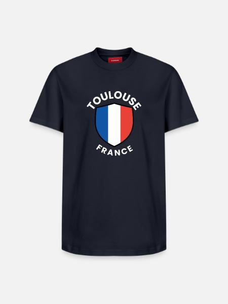 Toulouse France Shield - Relaxed Unisex Supima Cotton T-Shirt – by SPREAD - navy