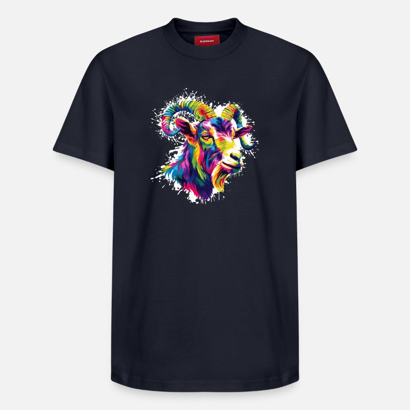 Bunter Widder Kopf  - Relaxed Unisex Supima Cotton T-Shirt – von SPREAD - Navy