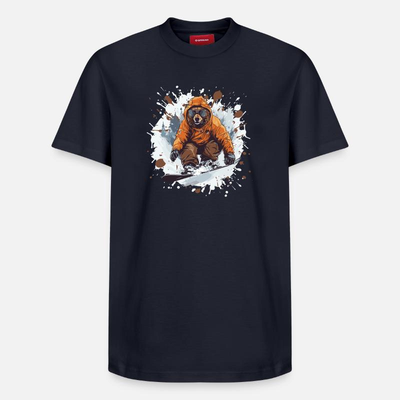 Ours Planche à neige - T-shirt unisexe décontracté en coton Supima – de SPREAD - bleu marine